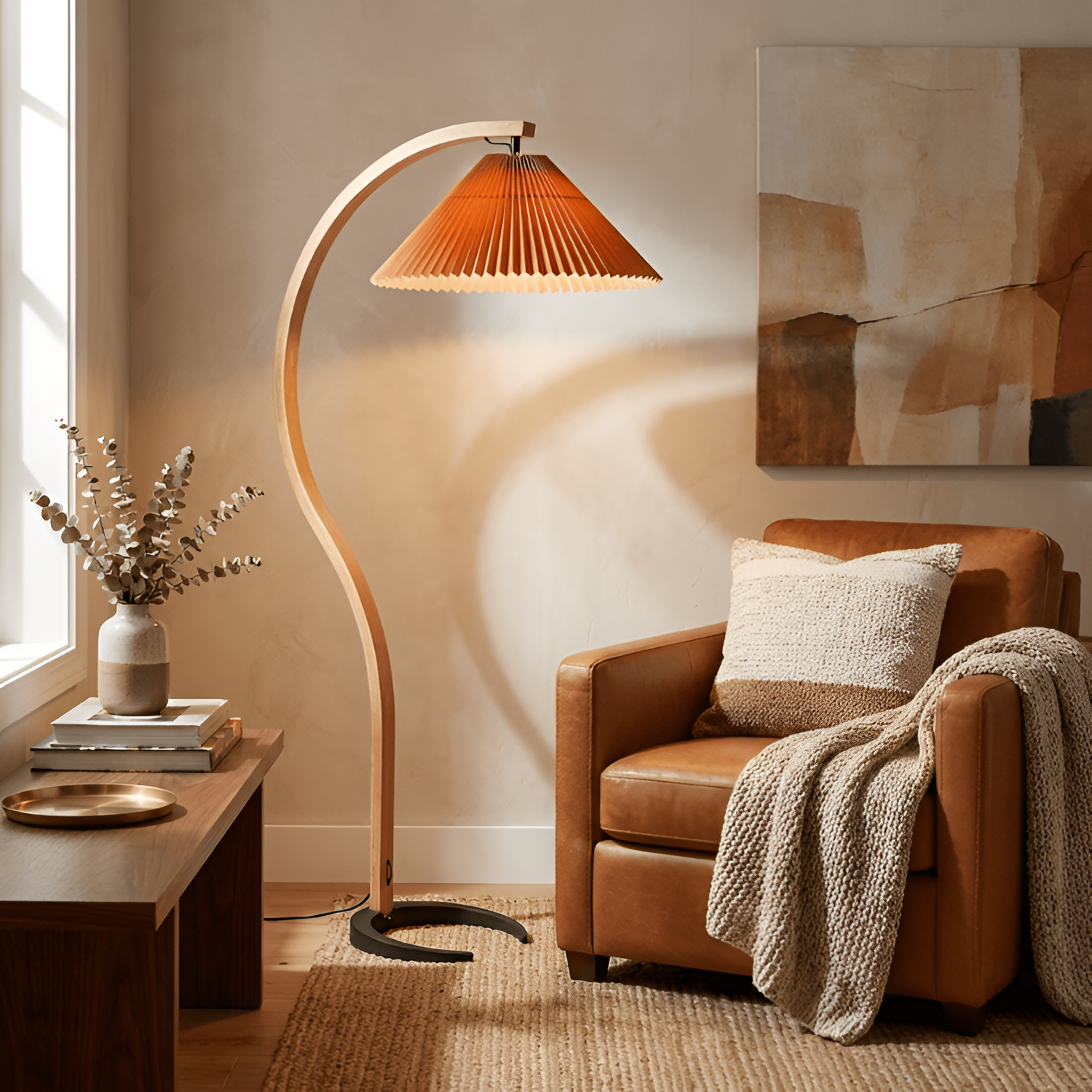 Lámpara de Pie de Arco Minimalista - Plisada