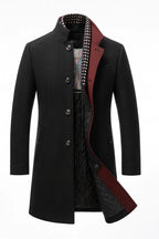 Abrigo de lana para mujer con cuello alto y bolsillos laterales, ideal para mantener el calor y lucir elegante en invierno. 2