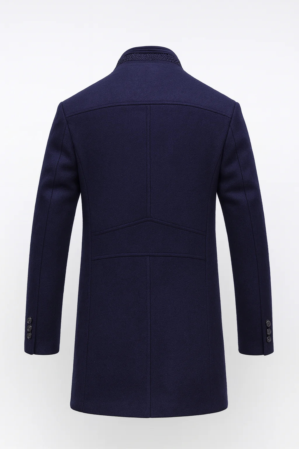 Abrigo de lana para mujer con cuello alto y bolsillos laterales, ideal para mantener el calor y lucir elegante en invierno. 4