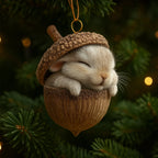 Adorno navideño de animal del bosque en forma de bellota, disponible en diseños de conejo, ardilla, erizo, cardenal 0