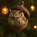 Adorno navideño de animal del bosque en forma de bellota, disponible en diseños de conejo, ardilla, erizo, cardenal 10