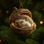 Adorno navideño de animal del bosque en forma de bellota, disponible en diseños de conejo, ardilla, erizo, cardenal 8