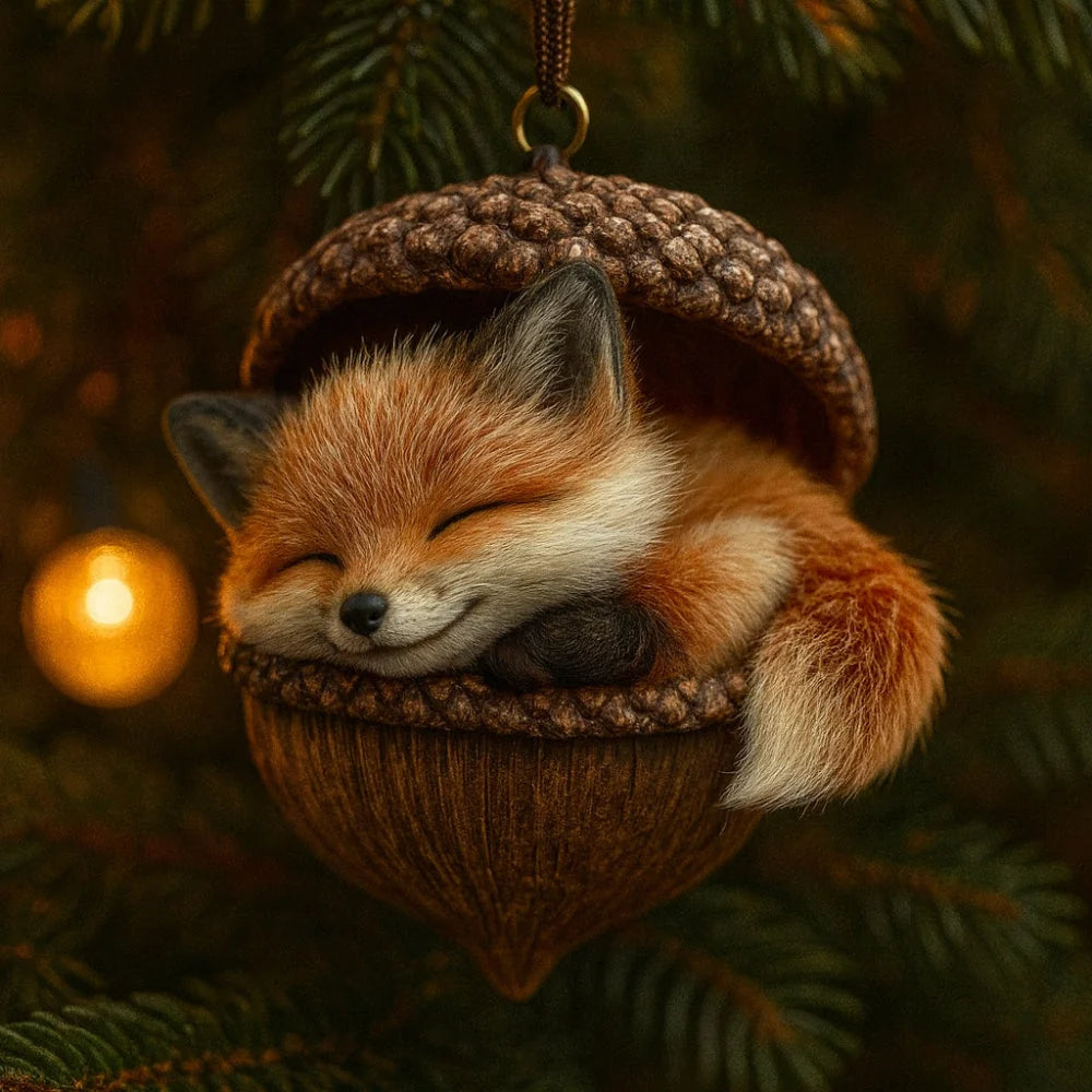 Adorno navideño de animal del bosque en forma de bellota, disponible en diseños de conejo, ardilla, erizo, cardenal 9