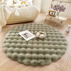 Alfombra redonda de vellón ultrasuave de 90 cm con diseño de burbujas, ideal para modernizar la sala de 2