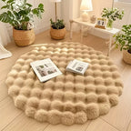 Alfombra redonda de vellón ultrasuave de 90 cm con diseño de burbujas, ideal para modernizar la sala de 3