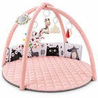 Alfombra de juegos bebé acolchada de 86cm con juguetes desmontables y actividades sensoriales, suave y segura para el desarrollo infantil 3