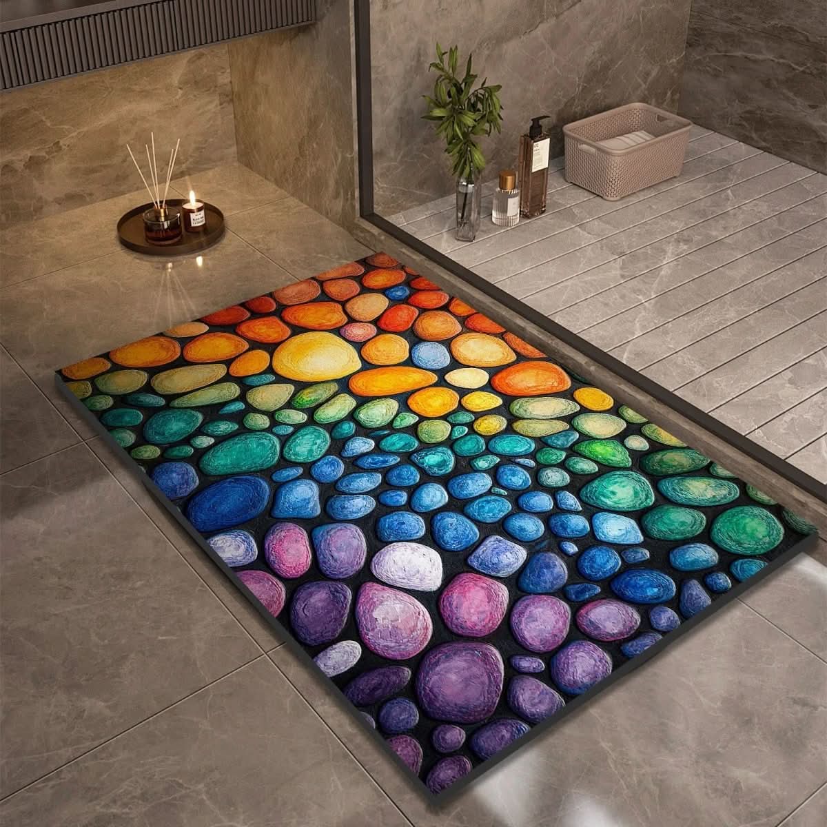 Alfombrilla de baño antideslizante de tierra de diatomeas, diseño moderno, tamaño 40x60 cm, ideal para 3
