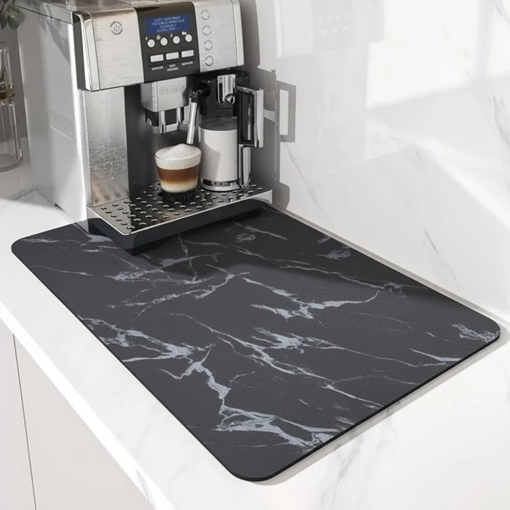 Alfombrilla de bar de café de secado rápido con diatomita absorbente, diseño elegante en mármol, tamaño 30x50 4