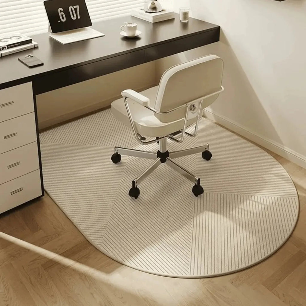 Alfombrilla antideslizante para silla de oficina con diseño geométrico moderno, fabricada en vellón de poliéster, dimensiones 0