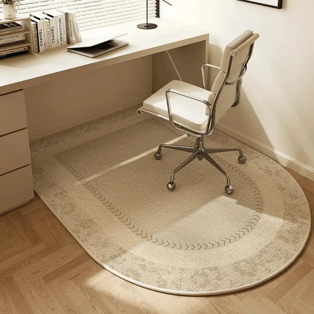 Alfombrilla antideslizante para silla de oficina con diseño geométrico moderno, fabricada en vellón de poliéster, dimensiones 2