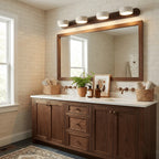 Aplique de pared de travertino con luz LED integrada, diseño delgado y elegante, ideal para baños y dormitorios. 6