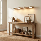 Aplique de pared de travertino con luz LED integrada, diseño delgado y elegante, ideal para baños y dormitorios. 7