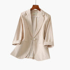 Blazer ligero de mujer en mezcla de lino, con mangas 3/4 y solapa con muescas, ideal para un look elegante y 3