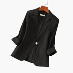 Blazer ligero de mujer en mezcla de lino, con mangas 3/4 y solapa con muescas, ideal para un look elegante y 4