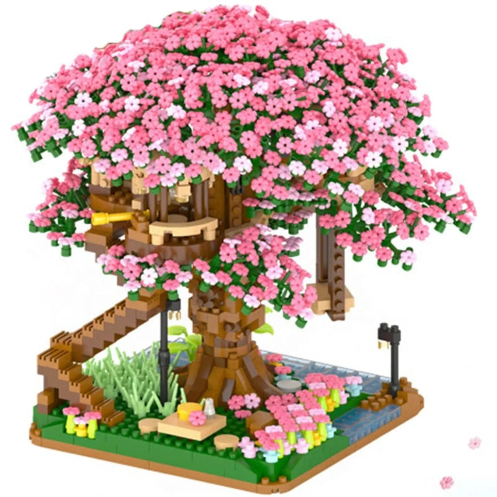 Bloques de construcción Casa del Árbol de Cerezo en Flor, 2138 piezas de plástico ABS para proyectos creativos, ideales para estimular la 1