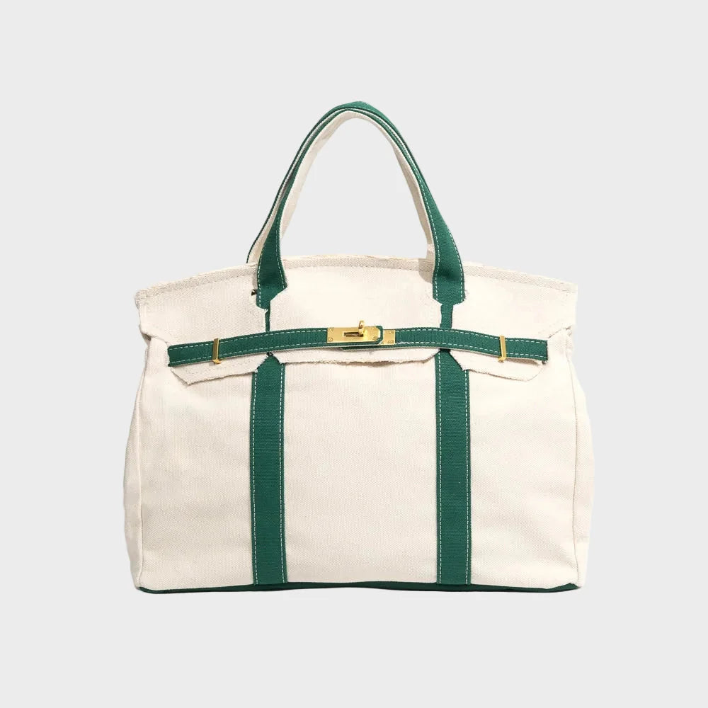 Bolso tote mujer resistente al agua con asas reforzadas, diseño rústico y minimalista en lona de lino, ideal para uso diario y 1