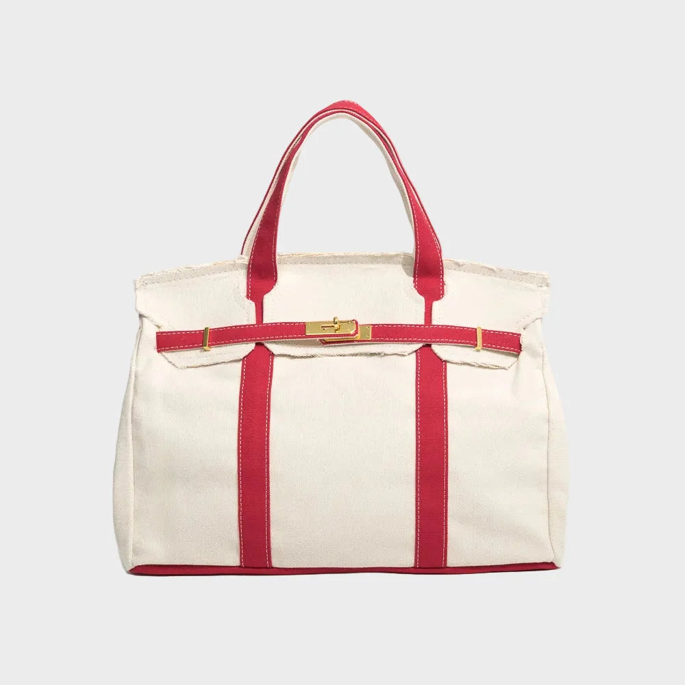 Bolso tote mujer resistente al agua con asas reforzadas, diseño rústico y minimalista en lona de lino, ideal para uso diario y 3
