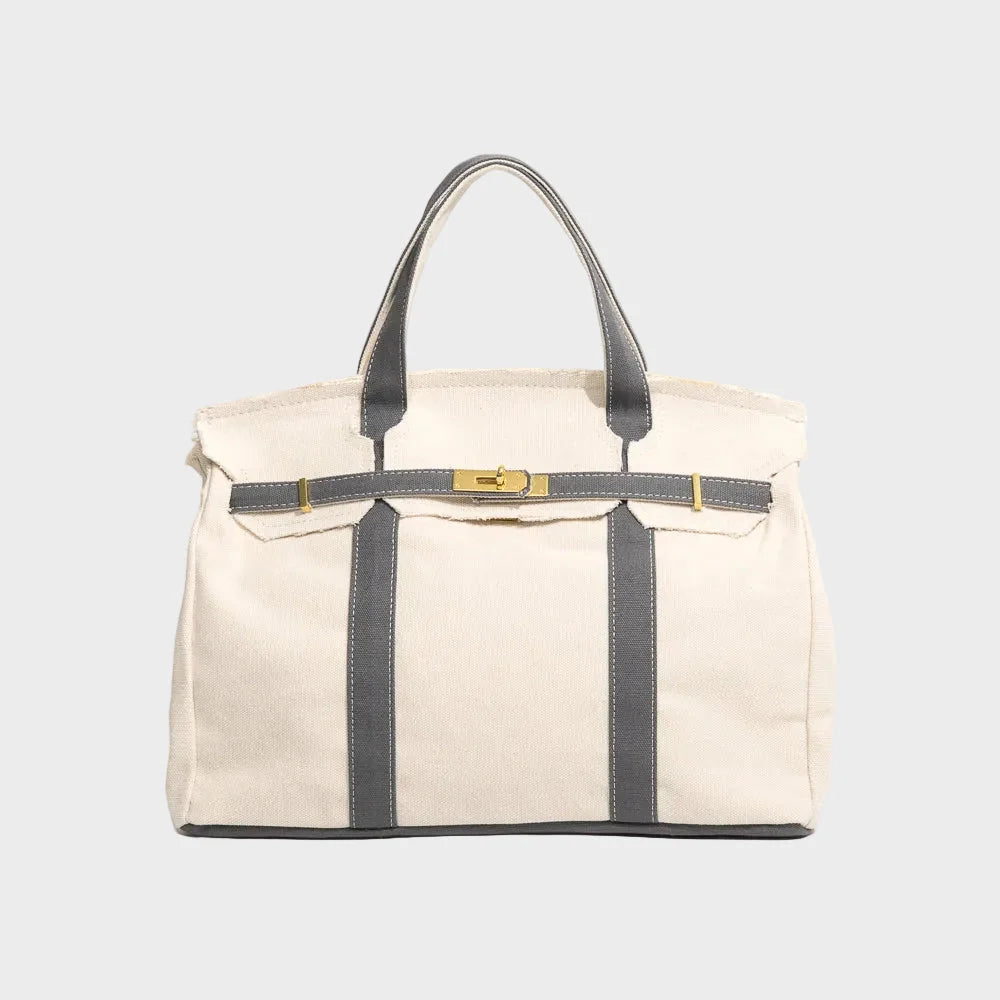 Bolso tote mujer resistente al agua con asas reforzadas, diseño rústico y minimalista en lona de lino, ideal para uso diario y 4