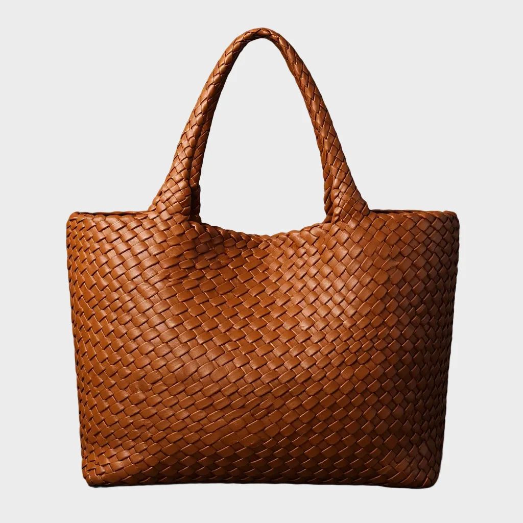 Bolso tote de mujer de piel trenzada, grande y espacioso, con asas cómodas, ideal para uso diario. 0