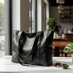 Bolso de hombro de mujer en cuero PU negro, elegante y versátil, con múltiples bolsillos, ideal para uso diario. 1