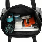Bolso de hombro de mujer en cuero PU negro, elegante y versátil, con múltiples bolsillos, ideal para uso diario. 5