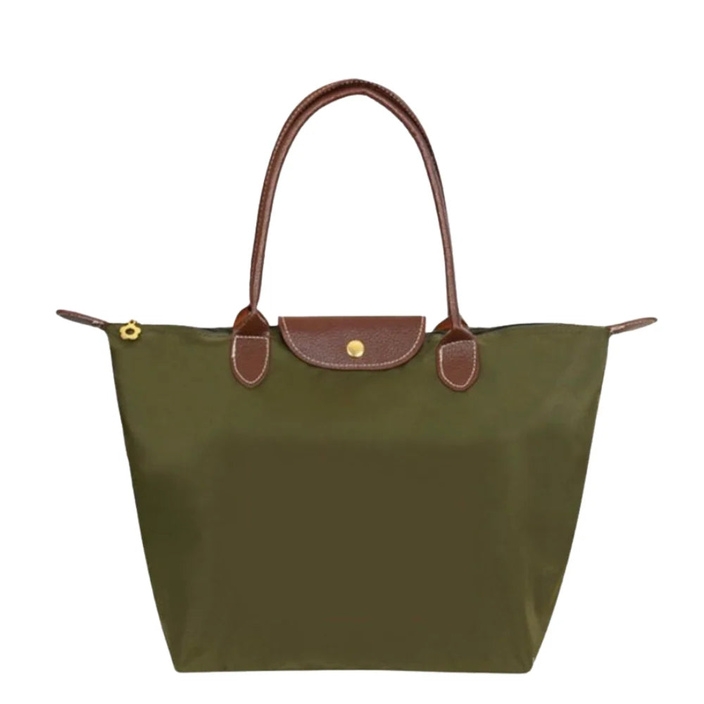 Bolso de mano para hombre resistente al agua, elegante diseño en nylon y cuero, amplio espacio de almacenamiento ideal para uso diario y actividades al aire libre 1