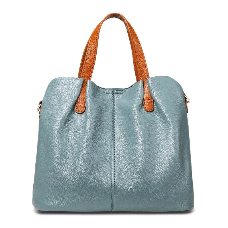 Bolso de mano para mujer de piel de vacuno con textura lichi, espacioso y elegante, con correa ajustable ideal para cualquier ocasión 1