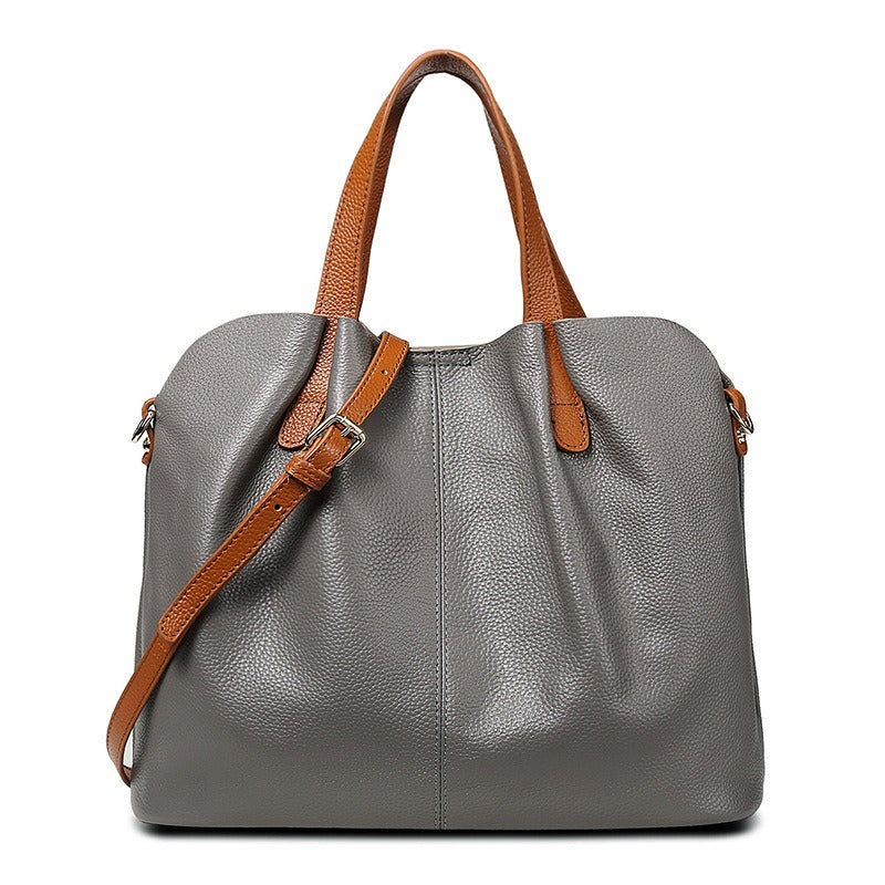 Bolso de mano para mujer de piel de vacuno con textura lichi, espacioso y elegante, con correa ajustable ideal para cualquier ocasión 2