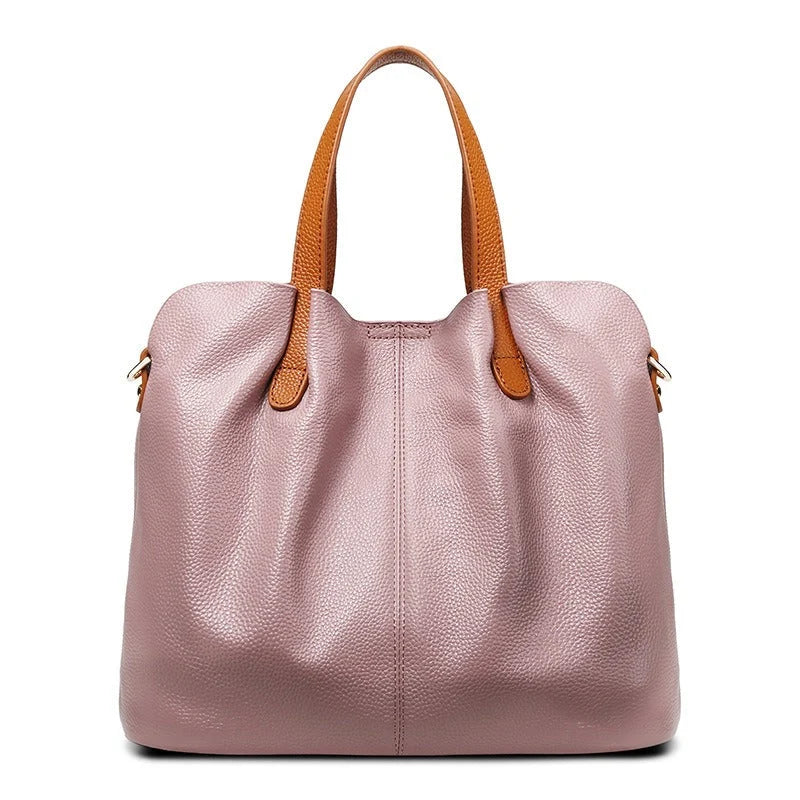 Bolso de mano para mujer de piel de vacuno con textura lichi, espacioso y elegante, con correa ajustable ideal para cualquier ocasión 3