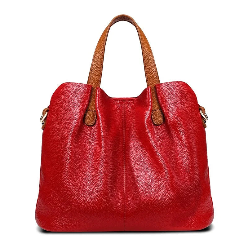 Bolso de mano para mujer de piel de vacuno con textura lichi, espacioso y elegante, con correa ajustable ideal para cualquier ocasión 4