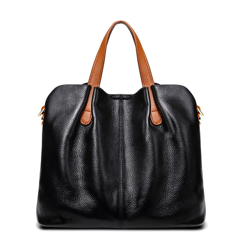 Bolso de mano para mujer de piel de vacuno con textura lichi, espacioso y elegante, con correa ajustable ideal para cualquier ocasión 5