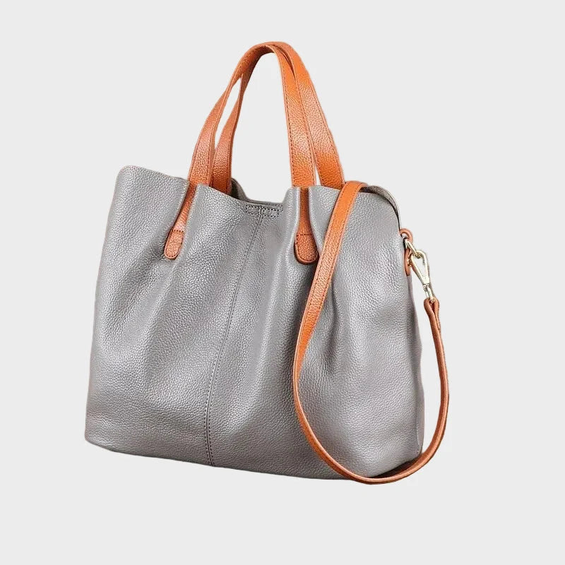 Bolso de mano para mujer de piel de vacuno con textura lichi, espacioso y elegante, con correa ajustable ideal para cualquier ocasión 6