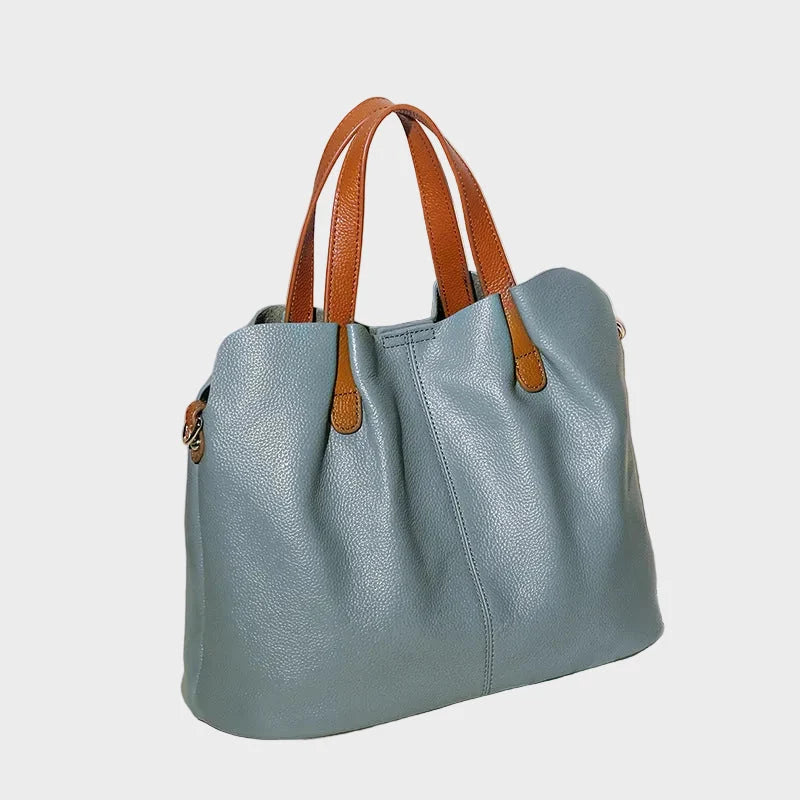 Bolso de mano para mujer de piel de vacuno con textura lichi, espacioso y elegante, con correa ajustable ideal para cualquier ocasión 7