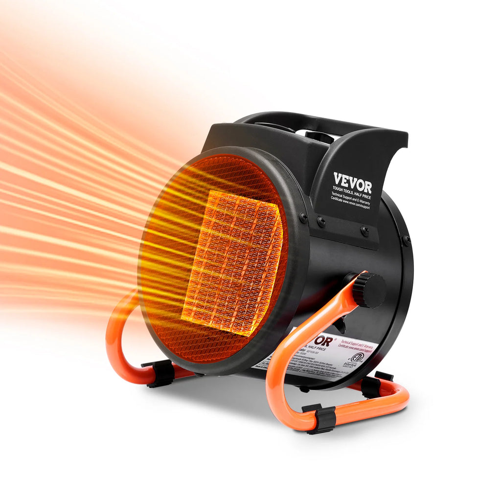 Calefactor portátil cerámico de 1500 W en color negro y naranja, con ángulo ajustable, ideal para invernaderos y 0
