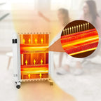 Calefactor portátil de panel blanco con termostato ajustable y ruedas, 1500 W, ideal para calentar espacios pequeños y medianos 5
