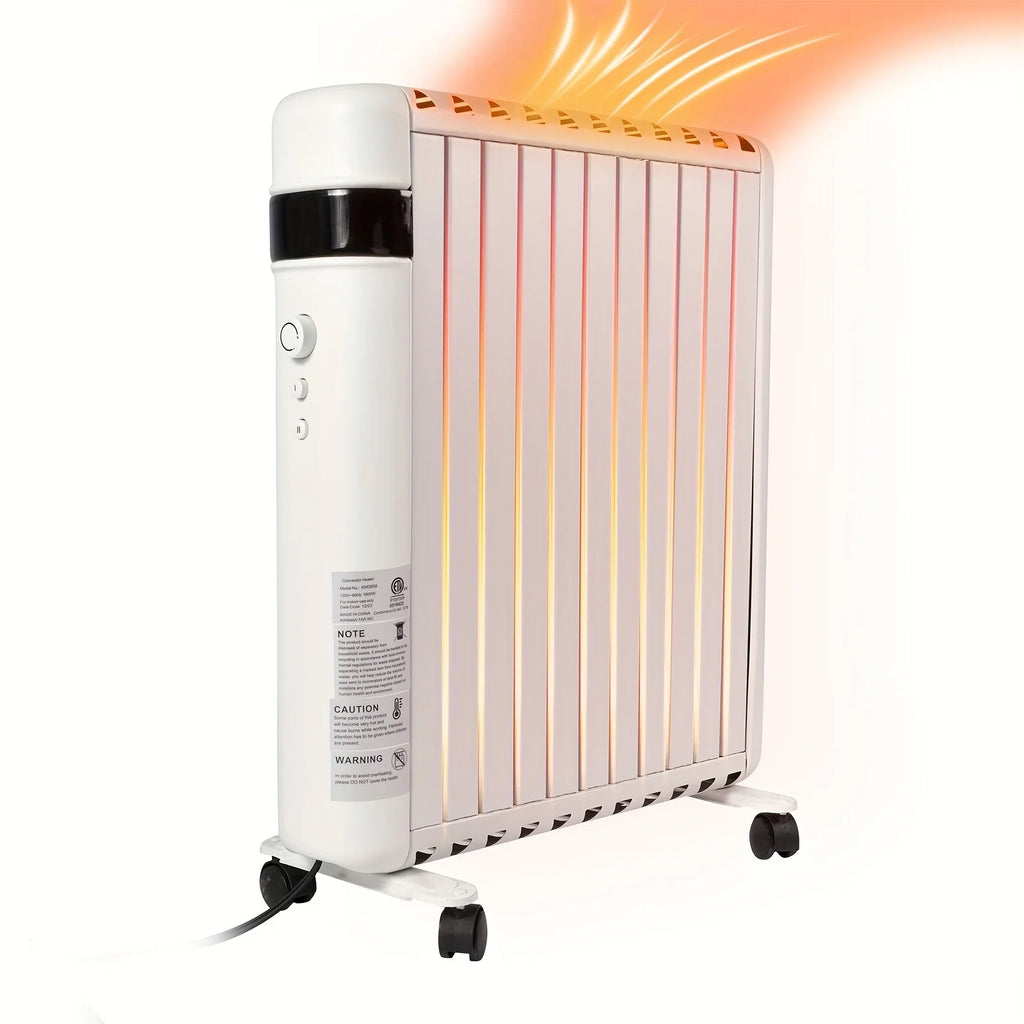 Calefactor portátil de panel blanco con termostato ajustable y ruedas, 1500 W, ideal para calentar espacios pequeños y medianos 8