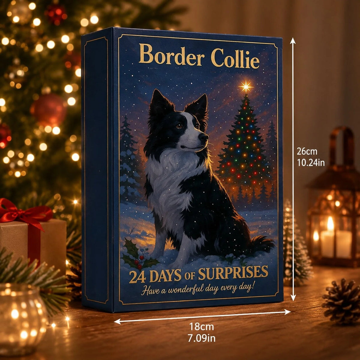Calendario de Adviento Border Collie con 24 figuras de plástico, ideal para amantes de los perros, que ofrece sorpresas diarias y un 4