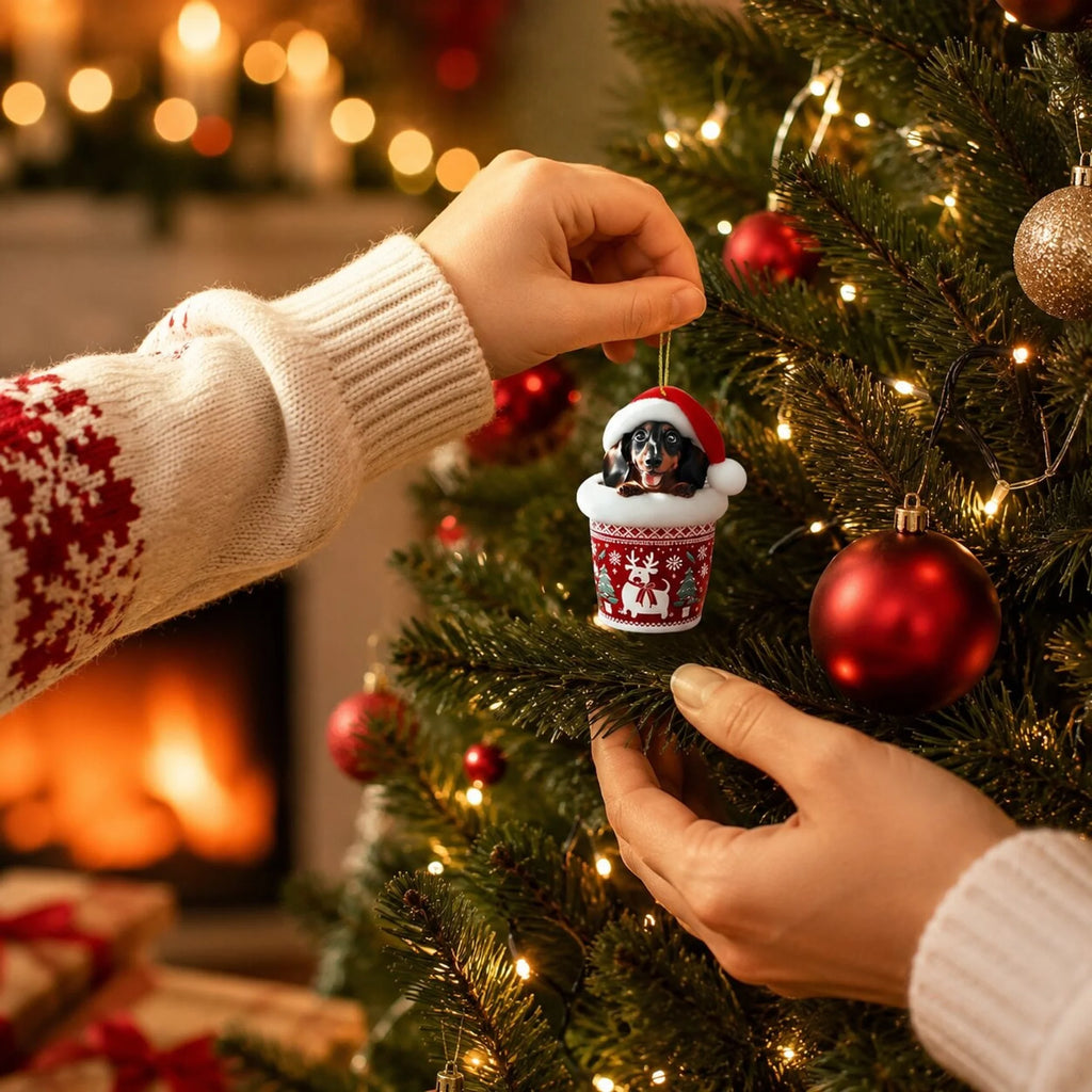 Calendario de Adviento con 24 adornos navideños de perro salchicha, ideal para decorar el árbol de Navidad, fabricado en 3