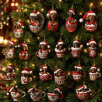 Calendario de Adviento con 24 adornos navideños de perro salchicha, ideal para decorar el árbol de Navidad, fabricado en 6