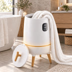 Calentador de toallas eléctrico con temporizador LED y ranura para aromas, cubo de 20L en blanco/beige, ideal para 2