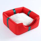 Cama semicerrada navideña para mascotas con base antideslizante, ideal para gatos y perros pequeños, dimensiones 35x35 cm 6