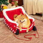 Cama para perros trineo navideño con base antideslizante y terciopelo suave, perfecta para perros pequeños y grandes, ideal 3