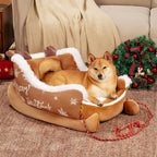 Cama para perros trineo navideño con base antideslizante y terciopelo suave, perfecta para perros pequeños y grandes, ideal 4