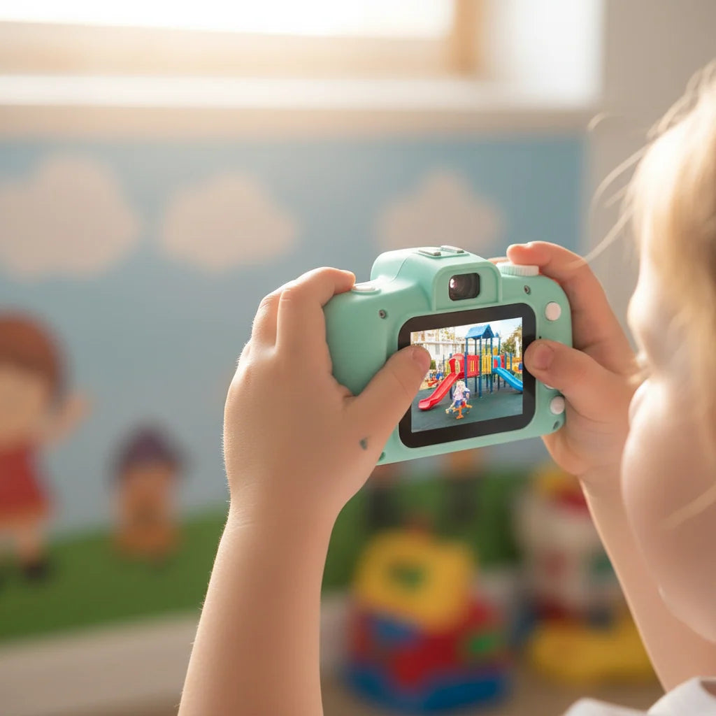 Cámara de fotos infantil con video HD, tarjeta de 64 GB incluida, diseño resistente y fácil de usar para niños. 10