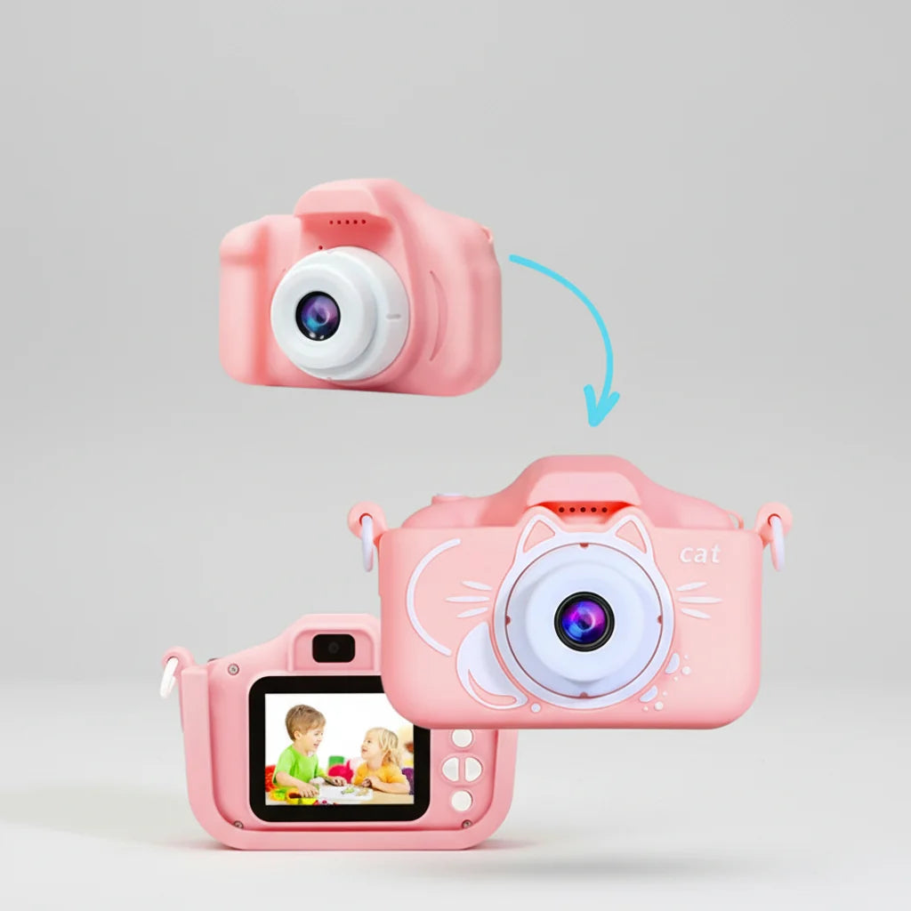 Cámara de fotos infantil con video HD, tarjeta de 64 GB incluida, diseño resistente y fácil de usar para niños. 11