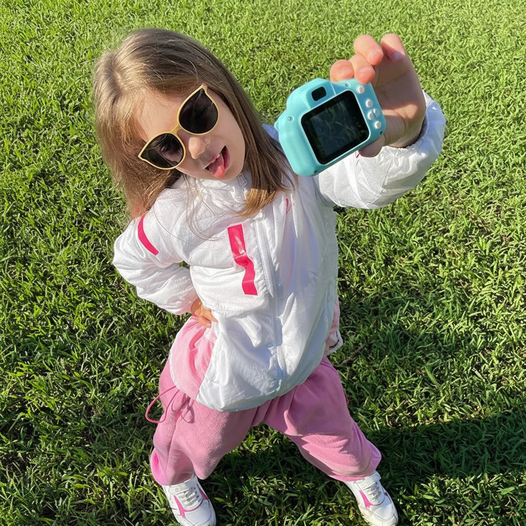 Cámara de fotos infantil con video HD, tarjeta de 64 GB incluida, diseño resistente y fácil de usar para niños. 3