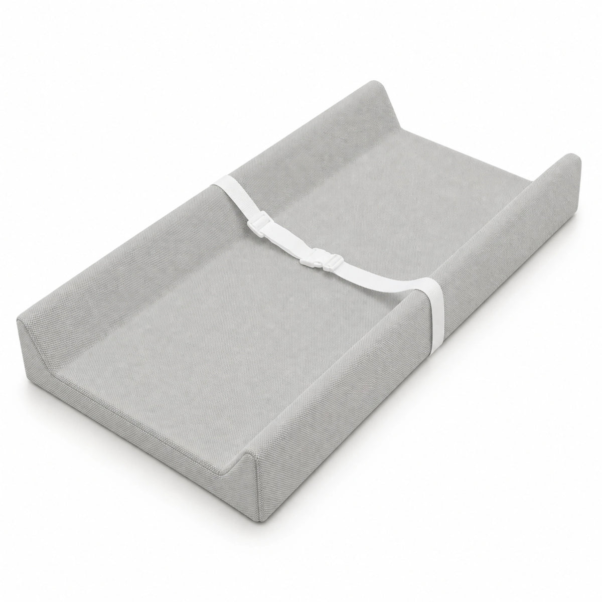 Cambiador impermeable para bebés con acolchado suave y diseño contorneado en tonos neutros, ideal para una estación de cambio portátil. 8
