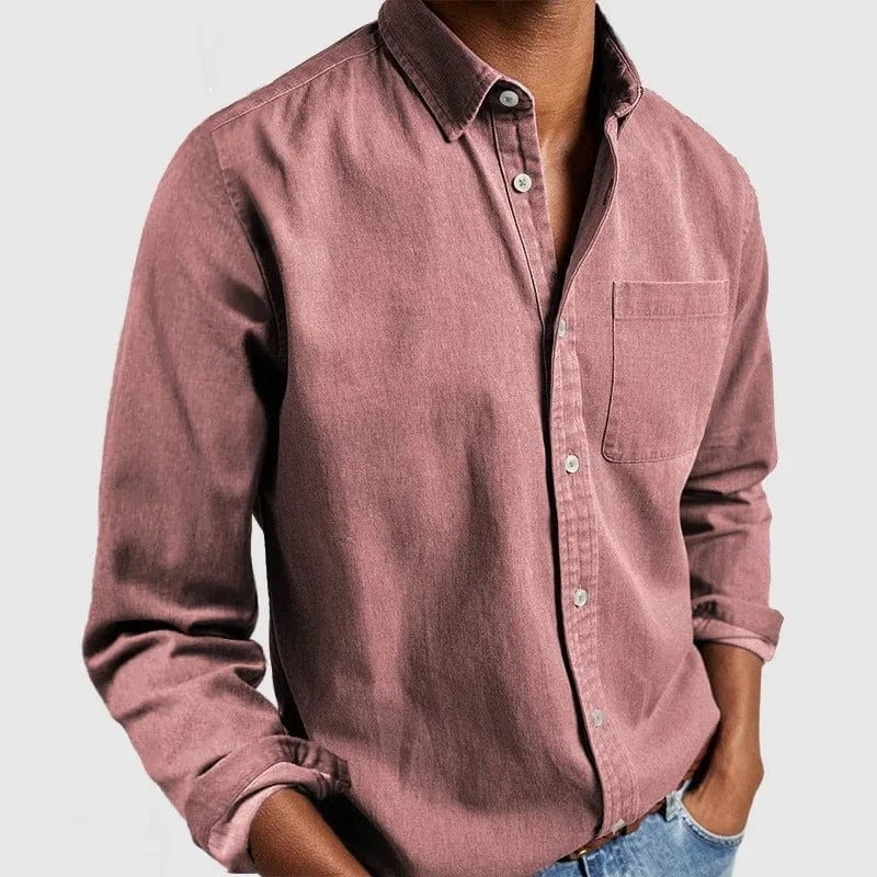 Camisa de hombre clásica de mangas largas con bolsillo, confeccionada en tejido suave y transpirable, perfecta para oficina y ocasiones casuales. 2
