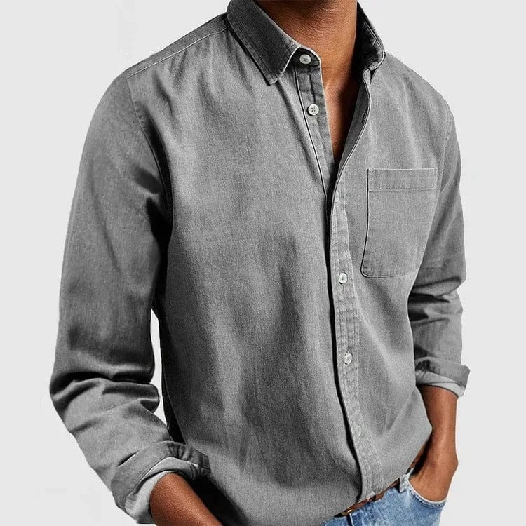 Camisa de hombre clásica de mangas largas con bolsillo, confeccionada en tejido suave y transpirable, perfecta para oficina y ocasiones casuales. 4