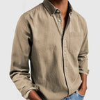 Camisa de hombre clásica de mangas largas con bolsillo, confeccionada en tejido suave y transpirable, perfecta para oficina y ocasiones casuales. 5